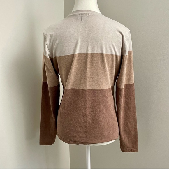 Vintage GAP Y2K Color Block Neutral Long Sleeve Top - Picture 2 of 7